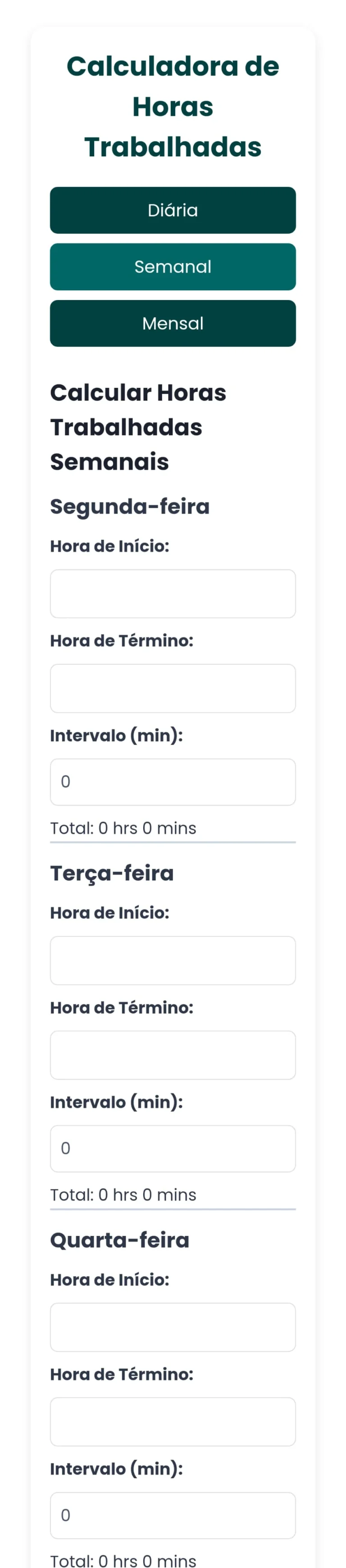 Calculadora de Horas Trabalhadas: Calcule suas Horas Diárias, Semanais e Mensais e Exporte os Resultados para CSV, Excel ou PDF 9 svg%3E